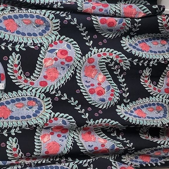 Dressin Gaudy Blue Floral Ruffle Ladies Top Size Large - Picture 2 of 5